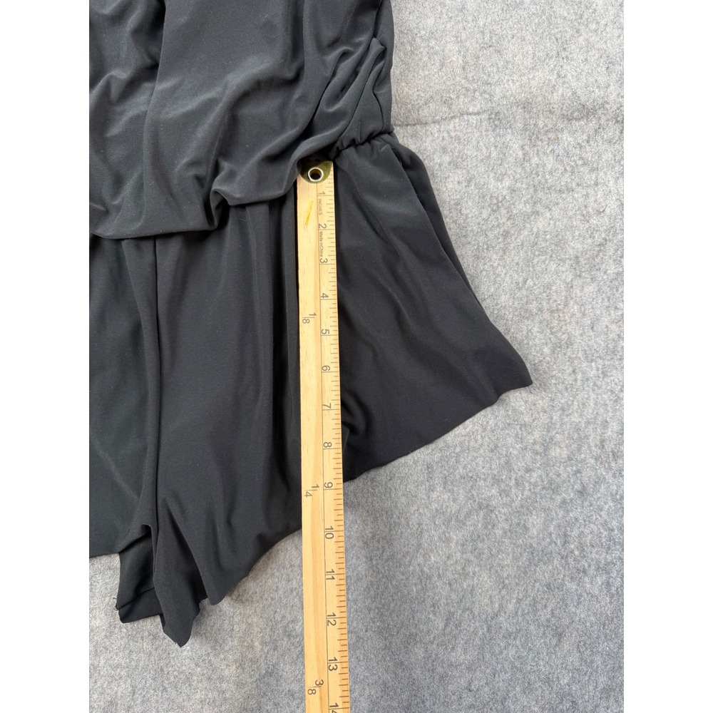 Aqua Green Swim Romper Women Medium Black Polyester Blouson One Piece Swimsuit - Picture 5 of 8